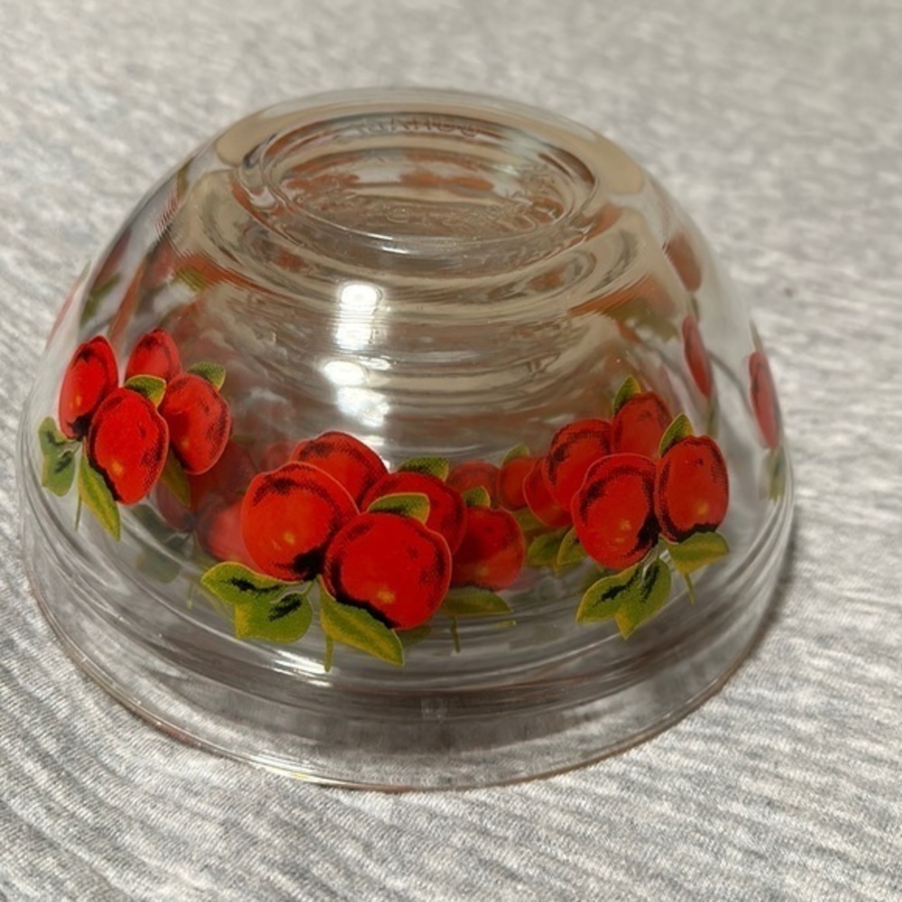 Glass Mixing Bowl with Red Apple Motif